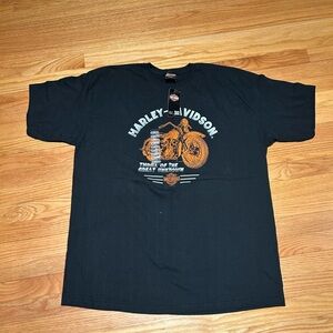 New Harley-Davidson Nashville, TN Black Tee with Orange Motorcycle Graphic